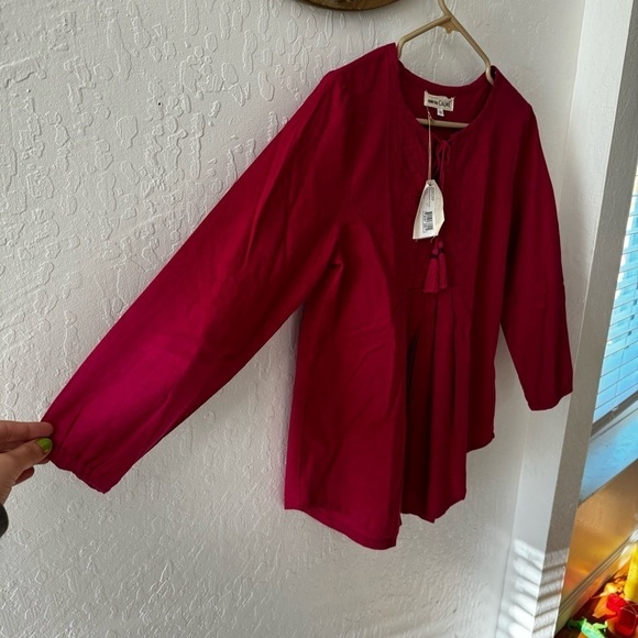 Johnny Was Calme Pink XS Pink 3/4 Tassel Embroidered Blouse - Picture 4 of 14